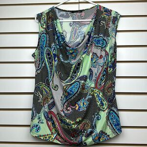 Jennie & Marlis Paisley Print Tank Cowl Neckline Stretchy